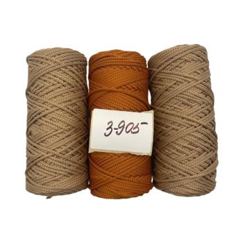 Набор из полиэфирных шнуров 3_905, 3 мм 100 м, 3 штуки (пралине 2 шт., песочный)