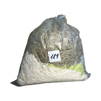 №189 Путанка, вторичная трикотажная  пряжа в мешке 5 кг (бежевый, салатовый, айвори)