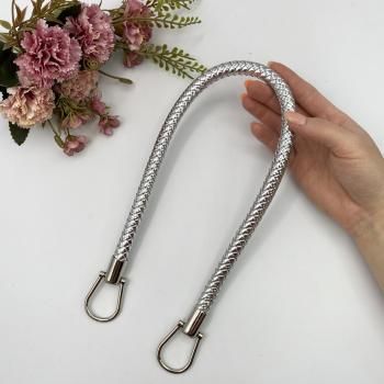 Ручка для сумки из искусственной кожи РД-64, 55 см, цвет серебро