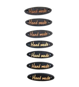 2718-3 Декоративная деревянная бирка "Hand made" черная 25x8 мм