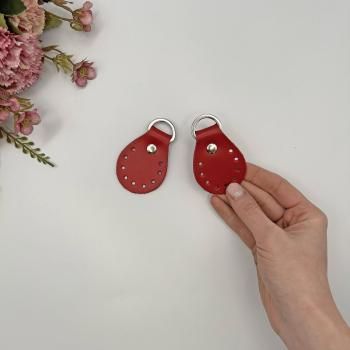 ПП_10 Пришивная петля на сумку из натуральной кожи 4х5,5 Красный (пара)