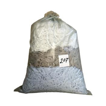 №207 Путанка, вторичная трикотажная  пряжа в мешке 5 кг (белый, серо-коричневый резинка, голубой)