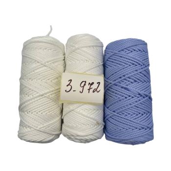 Набор из полиэфирных шнуров 3_972, 3 мм 100 м, 3 штуки (белый 2 шт., голубой)