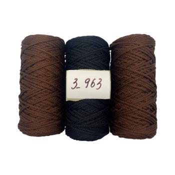 Набор из полиэфирных шнуров 3_963, 3 мм 100 м, 3 штуки (шоколад 2 шт., чёрный)