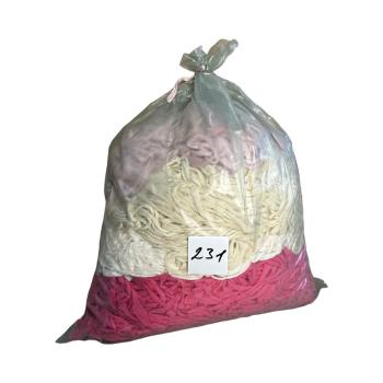 №231 Путанка, вторичная трикотажная  пряжа в мешке 5 кг (айвори, пастельно-розовый, светло-бежевый, малиновый футеп, хаки)