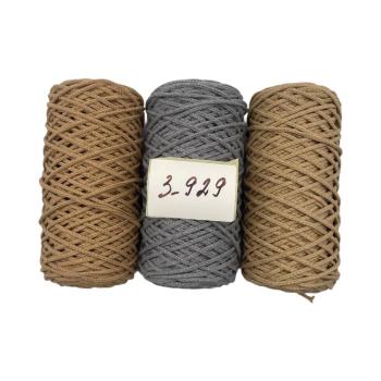 Набор из хлопковых шнуров 3_929, 3 мм 100 м, 3 штуки (золотой песок, карамель, пепельный)