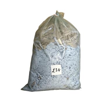 №234 Путанка, вторичная трикотажная  пряжа в мешке 5 кг (светло-коричневый вискоза, голубой)